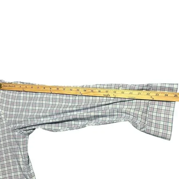 PETER MILLAR Cotton Stripe Button Up Dress Shirt Large Long Sleeve Chest Pocket - Picture 8 of 9